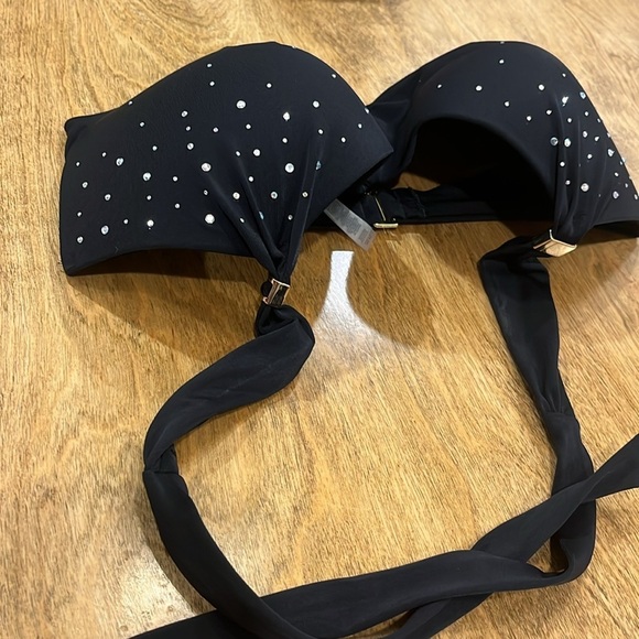 Victoria's Secret Black Swim Top with Rhinestone Embellishments - Picture 2 of 6